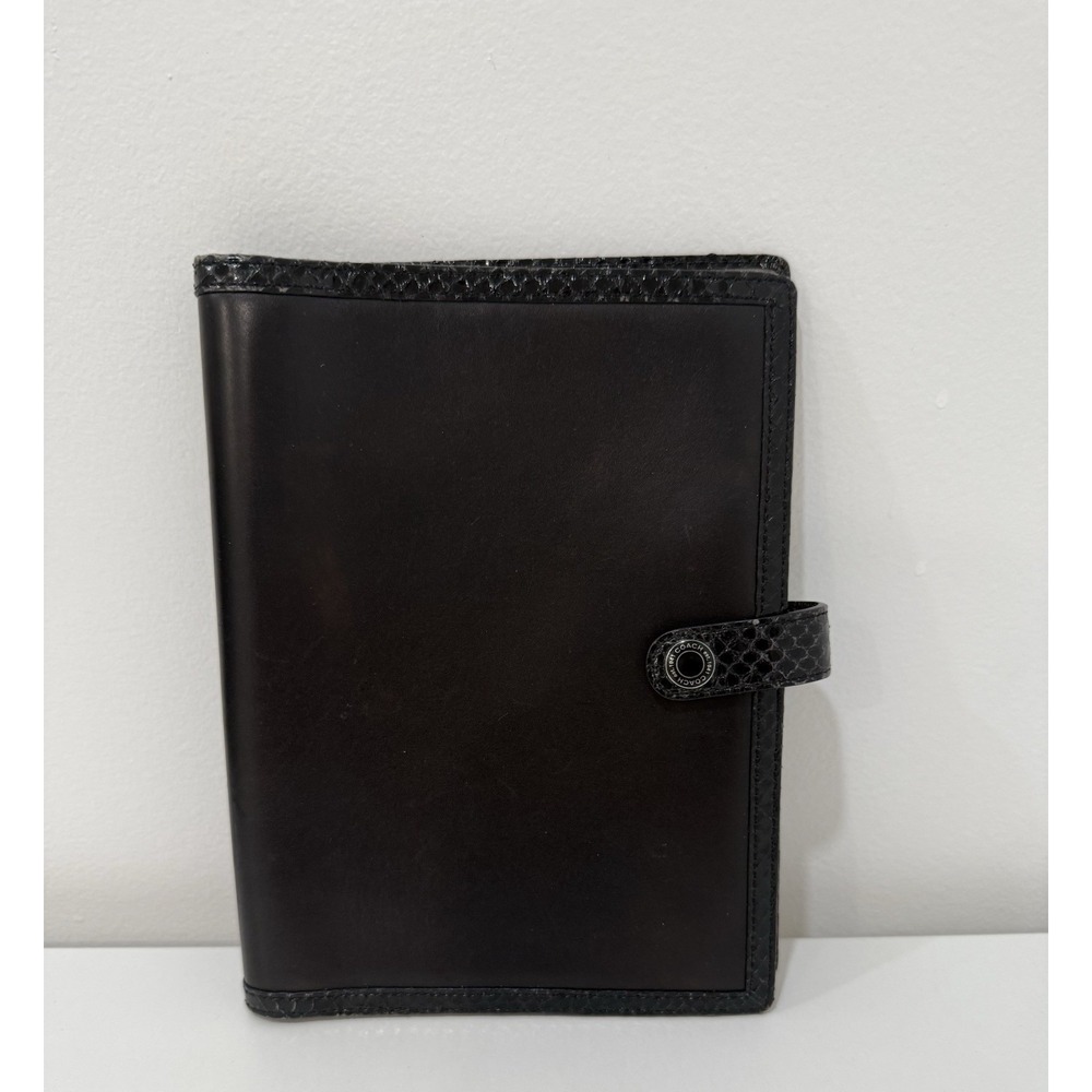 Vintage Coach Black Leather Agenda Planner Organizer Passport Holder